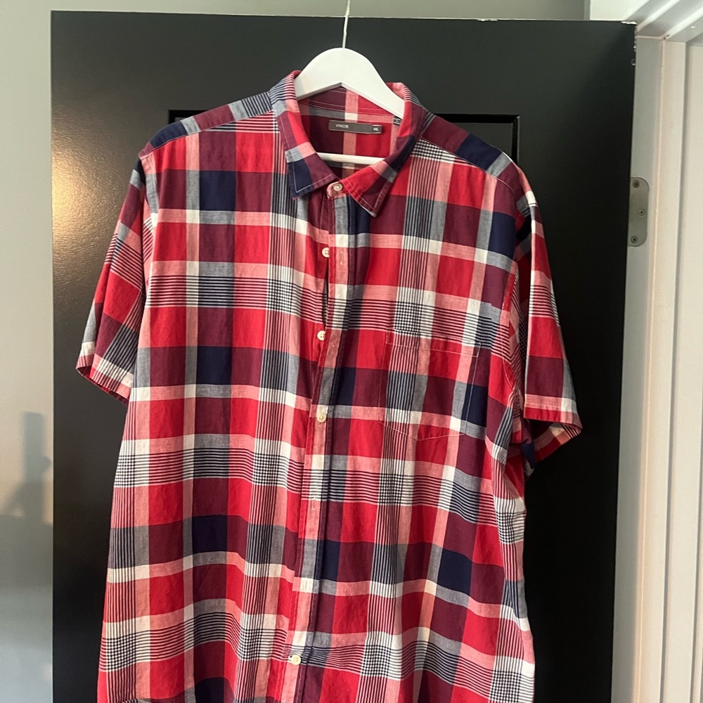 Vince Red and Blue Casual Button Down Shirt